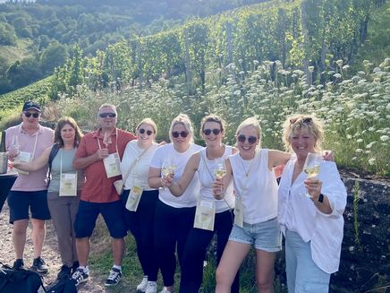 sonne_wein_wingertsbummel_reil Strahlender Sonnenschein und gute Laune in den Weinbergen beim Wingertsbummel in Reil