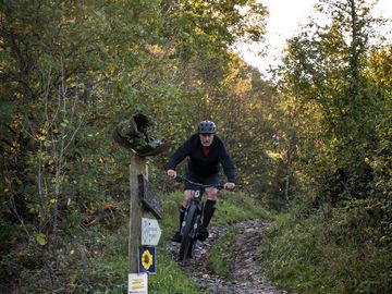 Mountainbiker in Aktion an Steilhang Enkirch